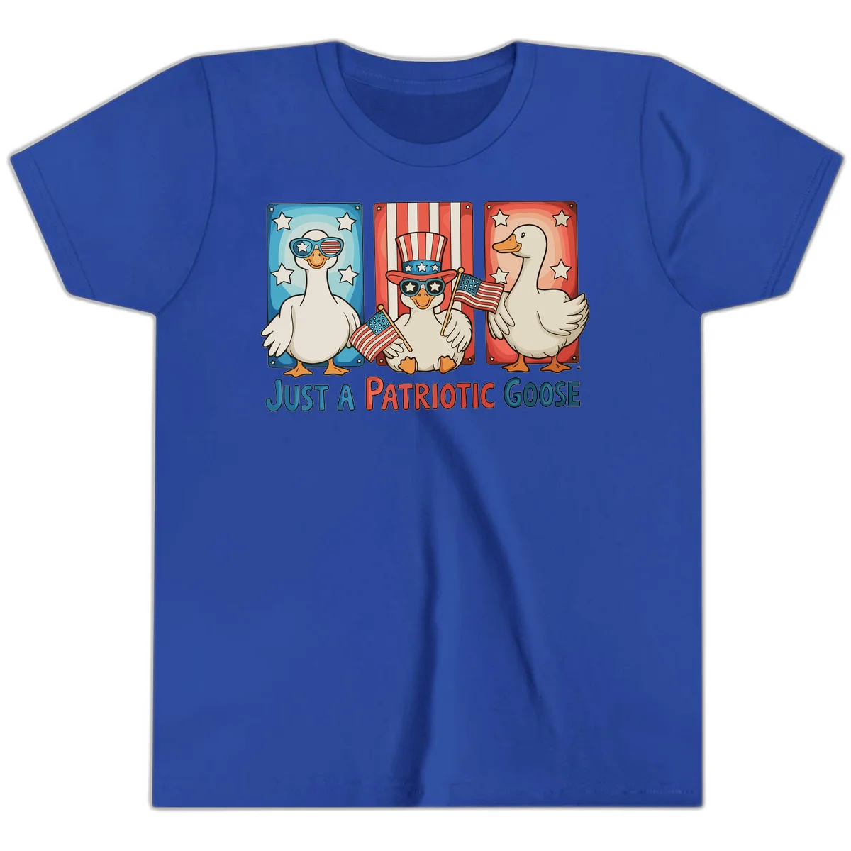 Just A Patriotic Goose Youth T-Shirt in True Royal
