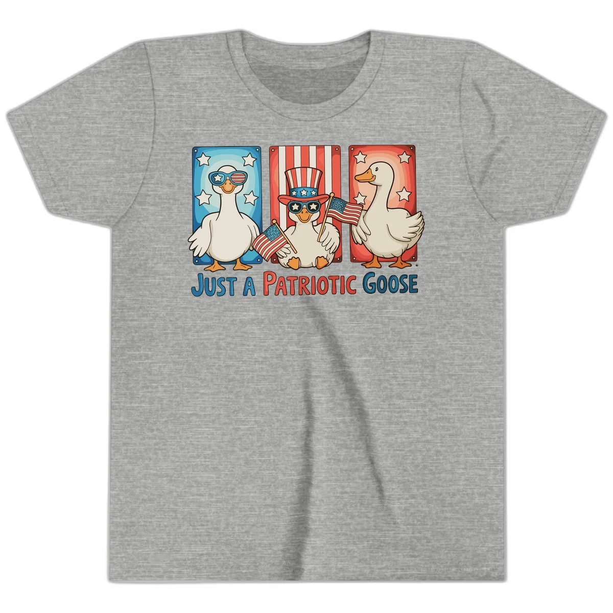 Just A Patriotic Goose Youth T-Shirt in Athletic Heather