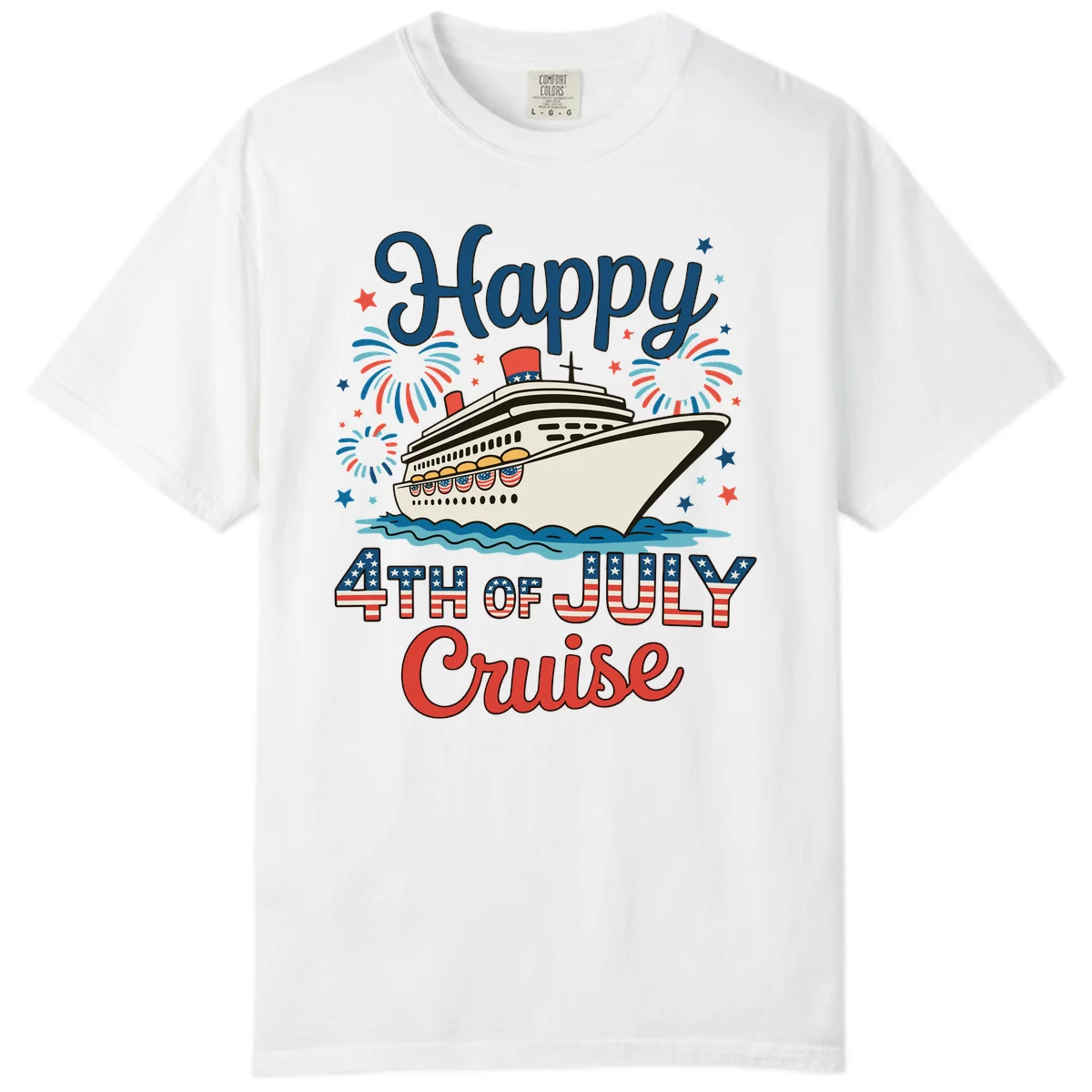 Happy 4th of July Cruise Comfort Tee in White