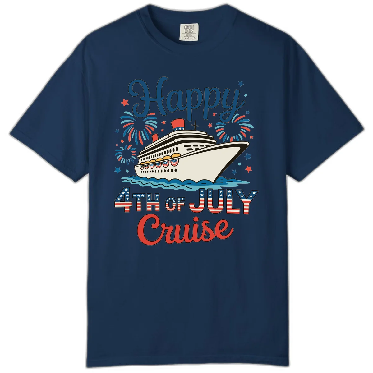 Happy 4th of July Cruise Comfort Tee in Navy