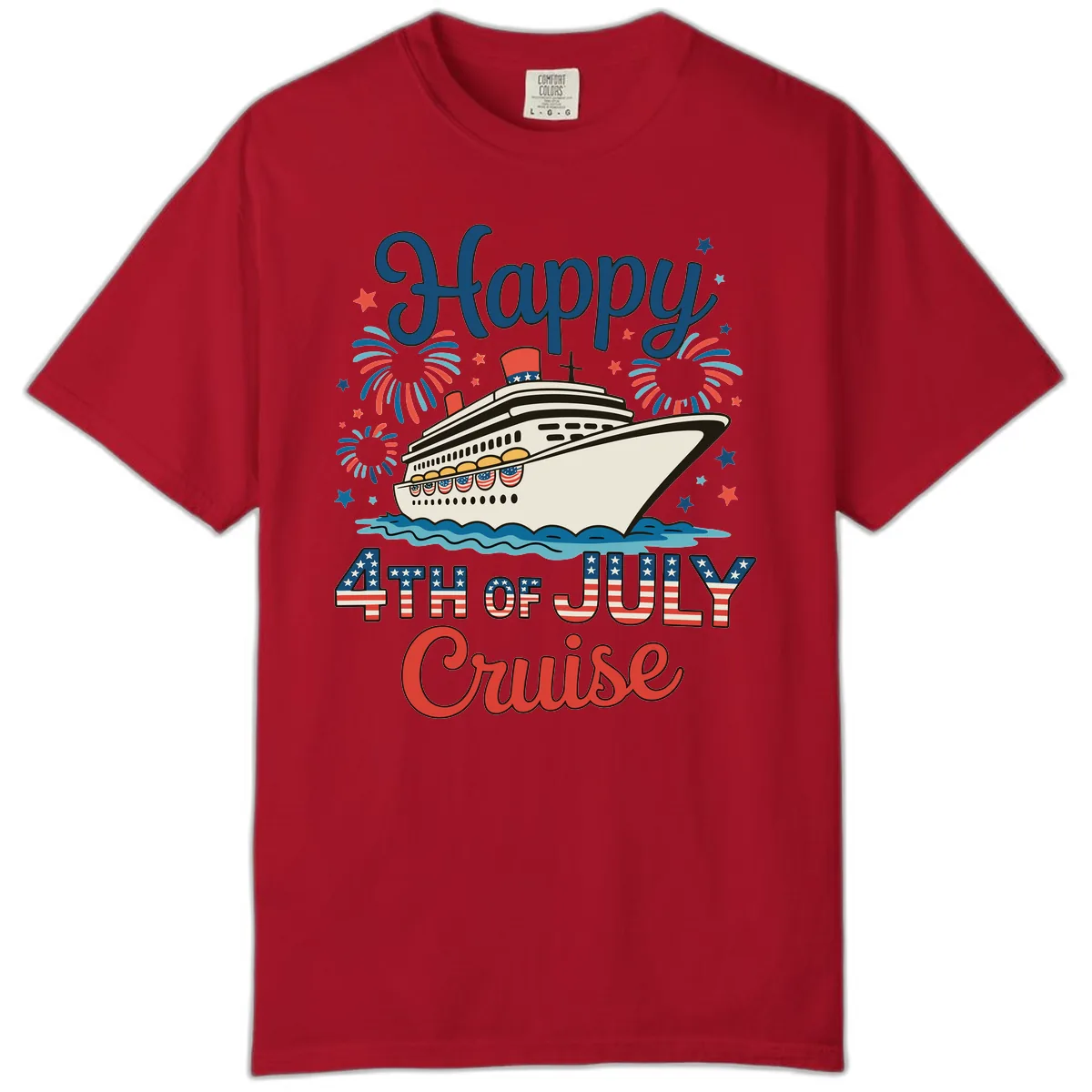 Happy 4th of July Cruise Celebration Design Comfort Color in Red