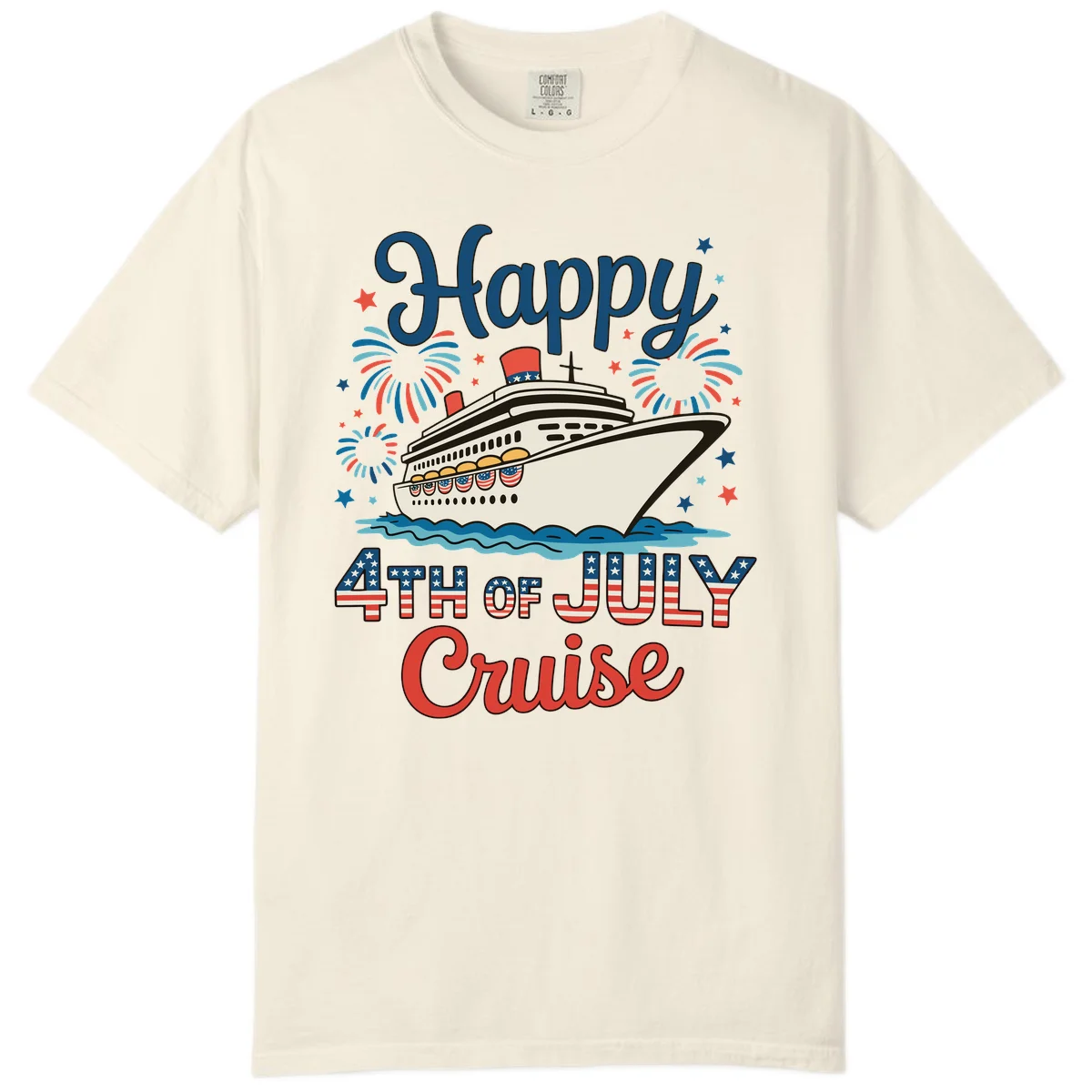 Happy 4th of July Cruise Comfort Tee in Ivory