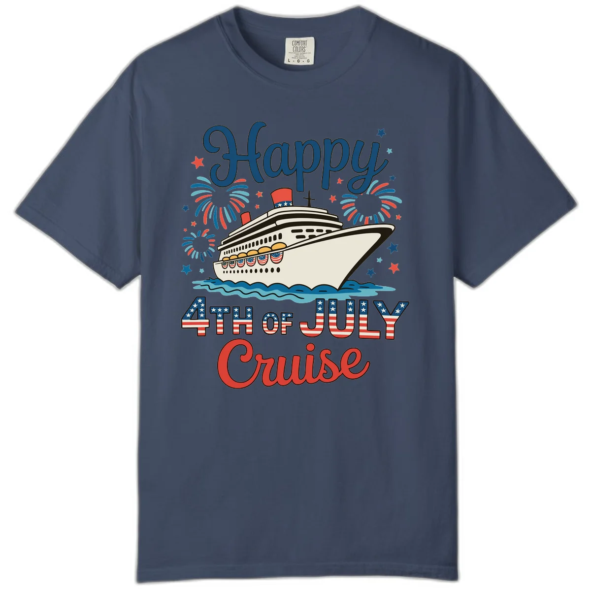Happy 4th of July Cruise Comfort Tee in Midnight