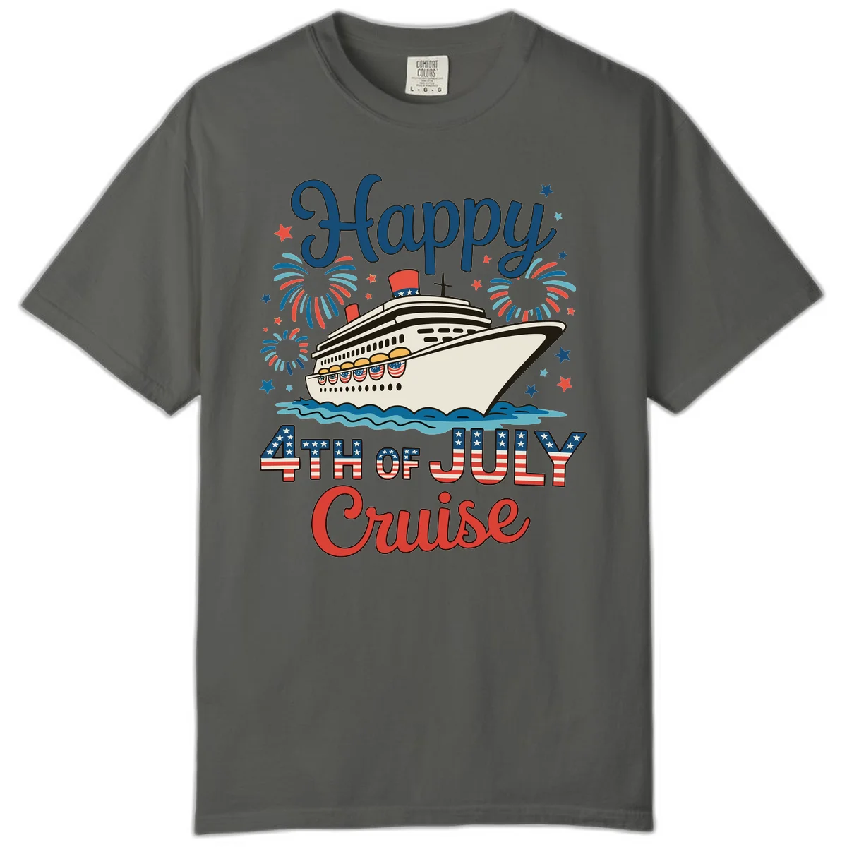 Happy 4th of July Cruise Comfort Tee in Pepper