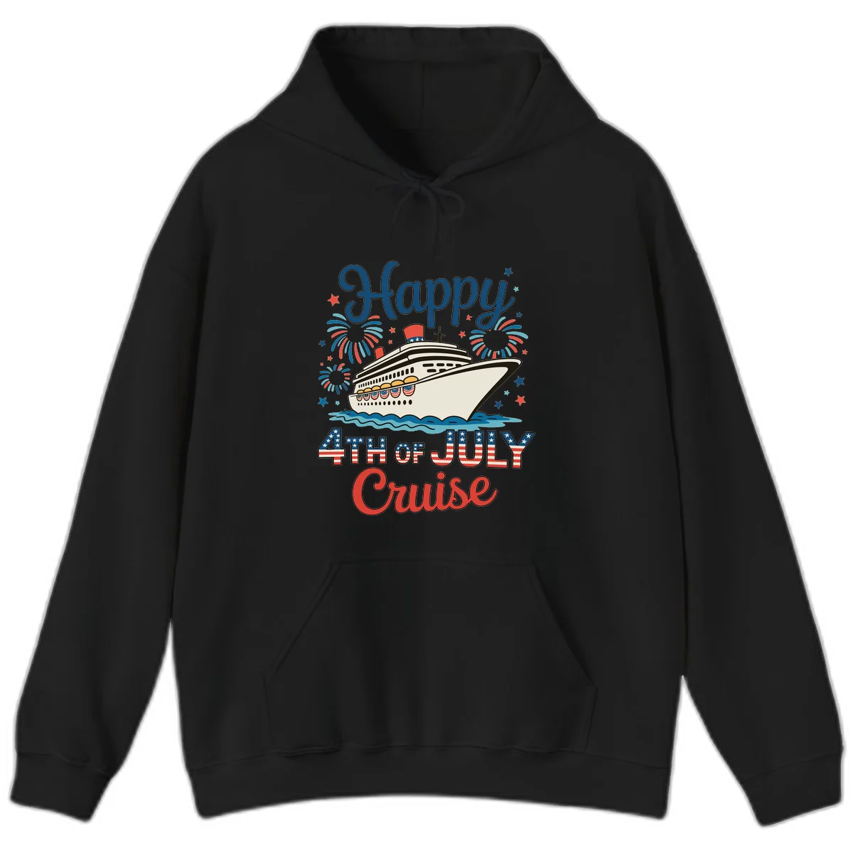 Happy 4th of July Cruise Hoodie in Black