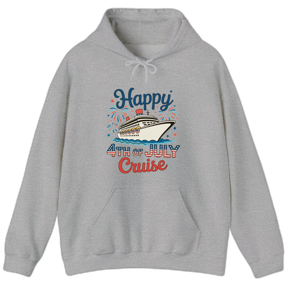 Happy 4th of July Cruise Hoodie in Sport Grey