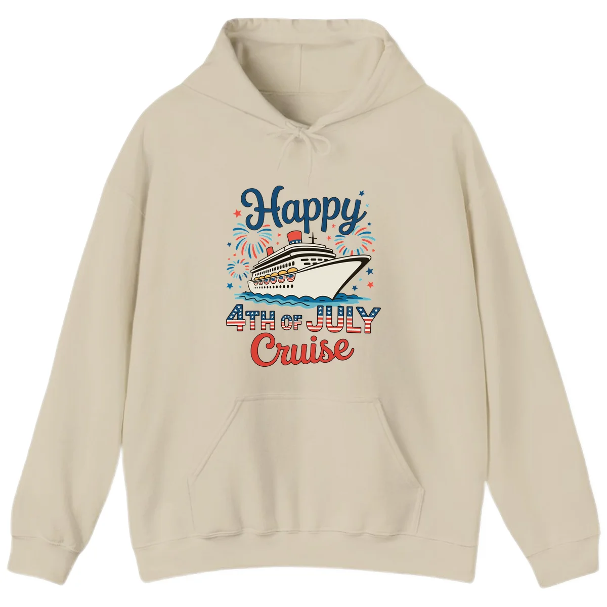 Happy 4th of July Cruise Hoodie in Sand
