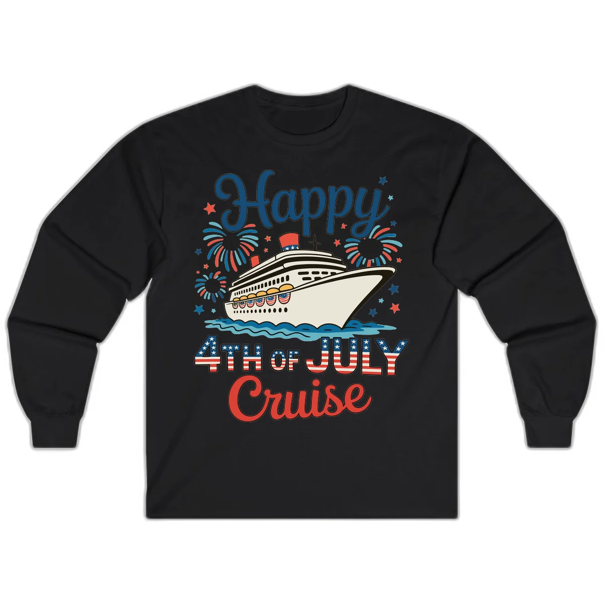 Happy 4th of July Cruise Long Sleeve in Black