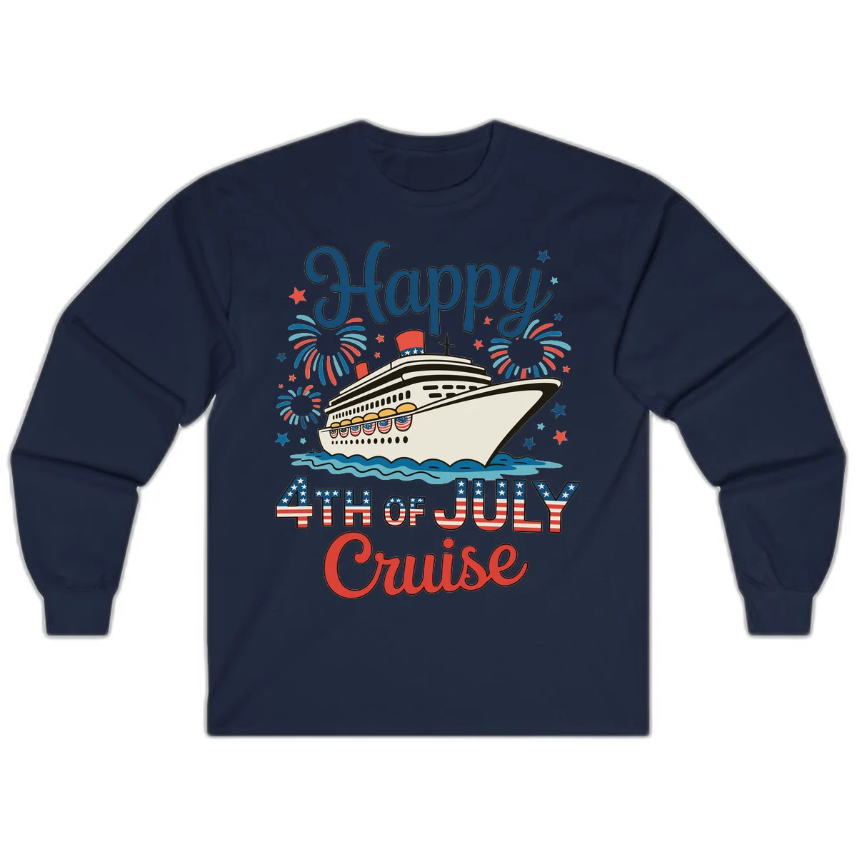Happy 4th of July Cruise Long Sleeve in Navy