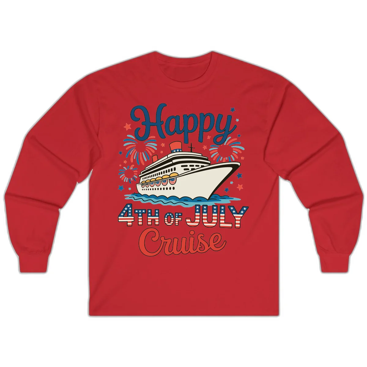 Happy 4th of July Cruise Long Sleeve in Red