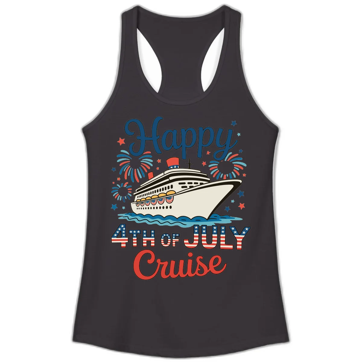 Happy 4th of July Cruise Ladies Tank in Black