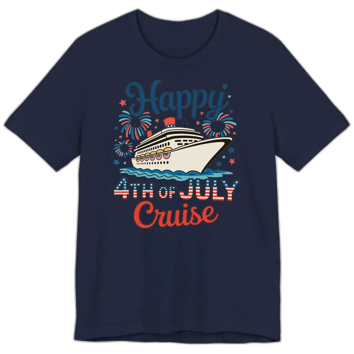 Happy 4th of July Cruise Premium Tee in Navy