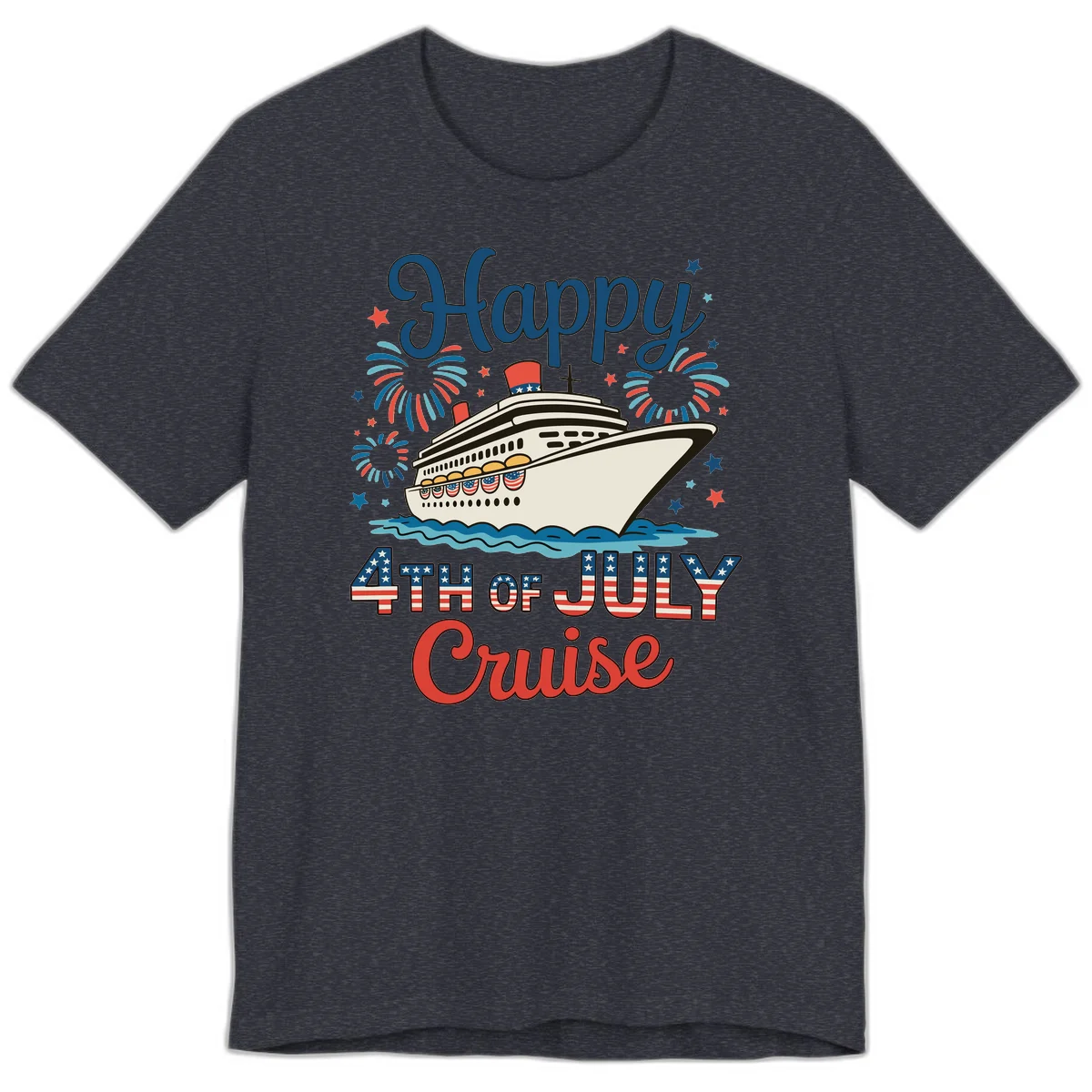 Happy 4th of July Cruise Premium Tee in Heather Navy