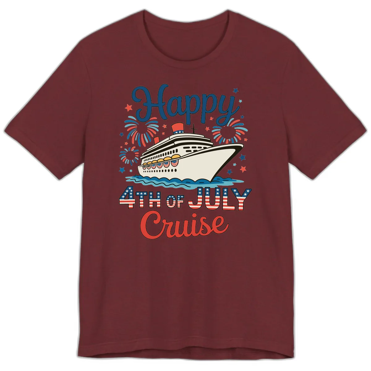 Happy 4th of July Cruise Celebration Design Premium T-Shirt in Heather Cardinal