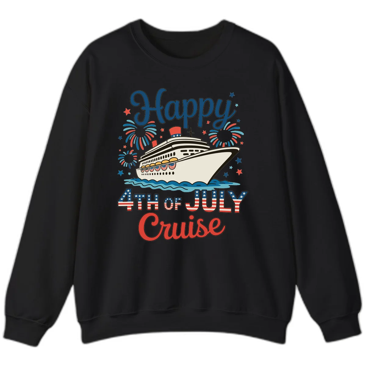 Happy 4th of July Cruise Sweatshirt in Black