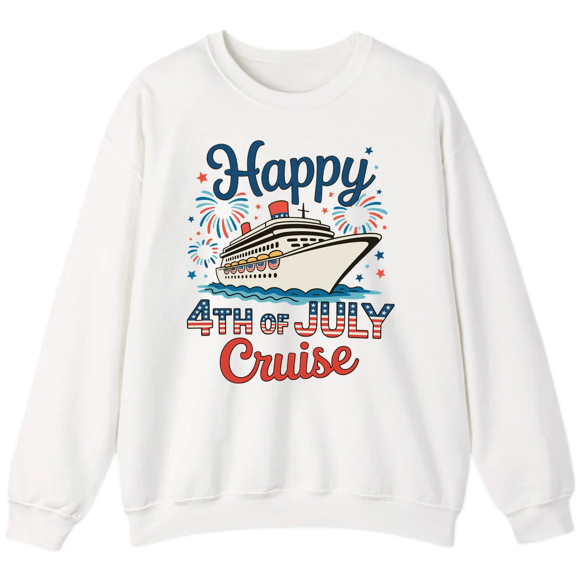 Happy 4th of July Cruise Sweatshirt in White