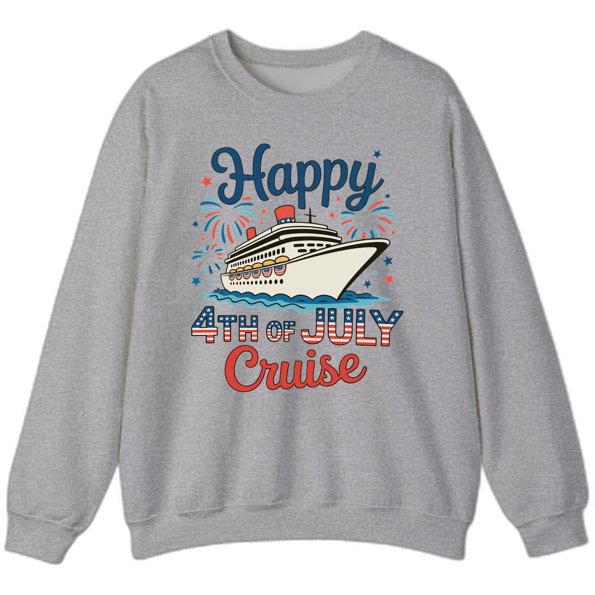 Happy 4th of July Cruise Sweatshirt in Sport Grey