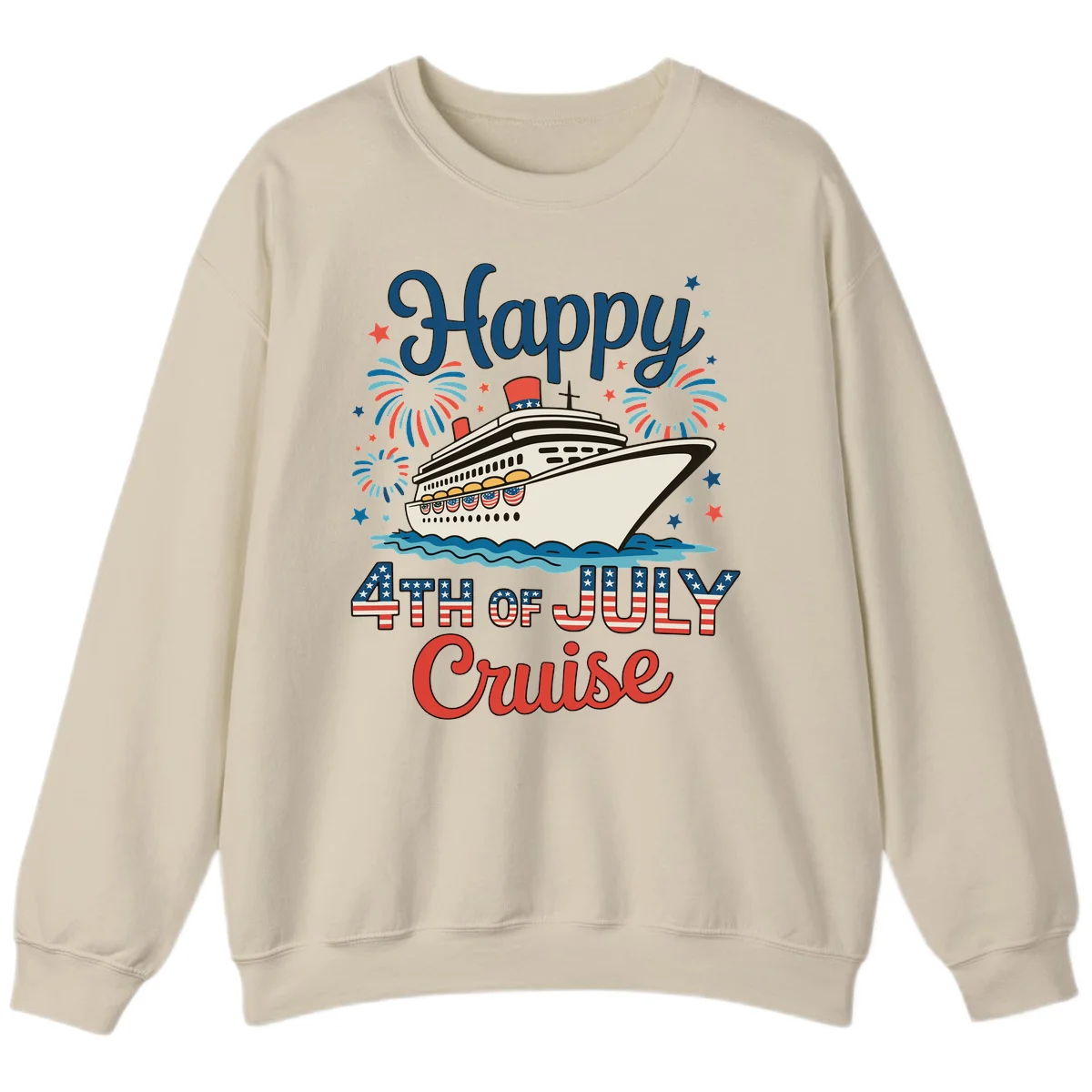 Happy 4th of July Cruise Sweatshirt in Sand