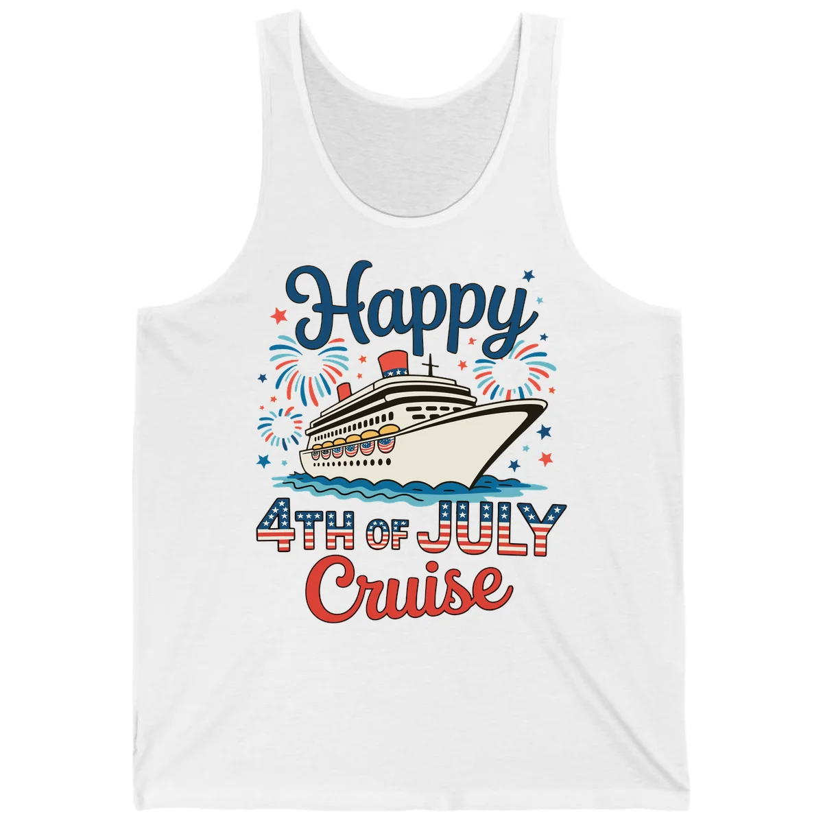 Happy 4th of July Cruise Tank in White