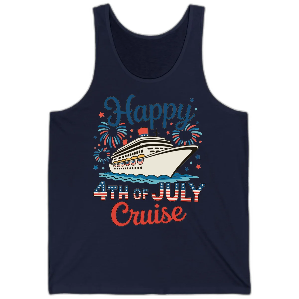 Happy 4th of July Cruise Tank in Navy
