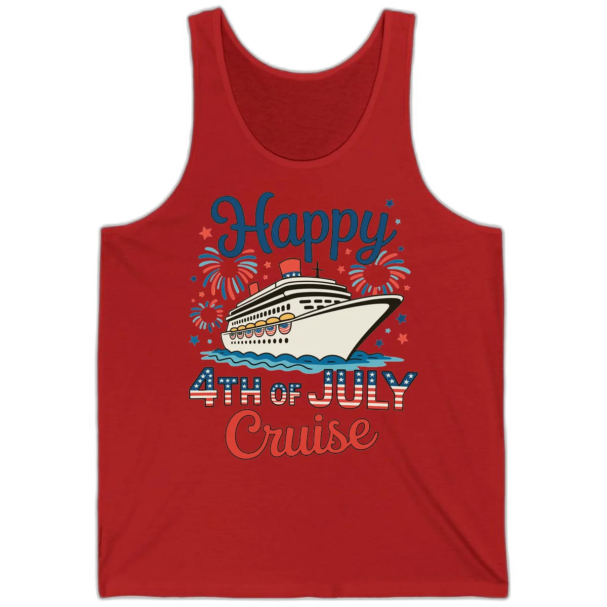 Happy 4th of July Cruise Tank in Red