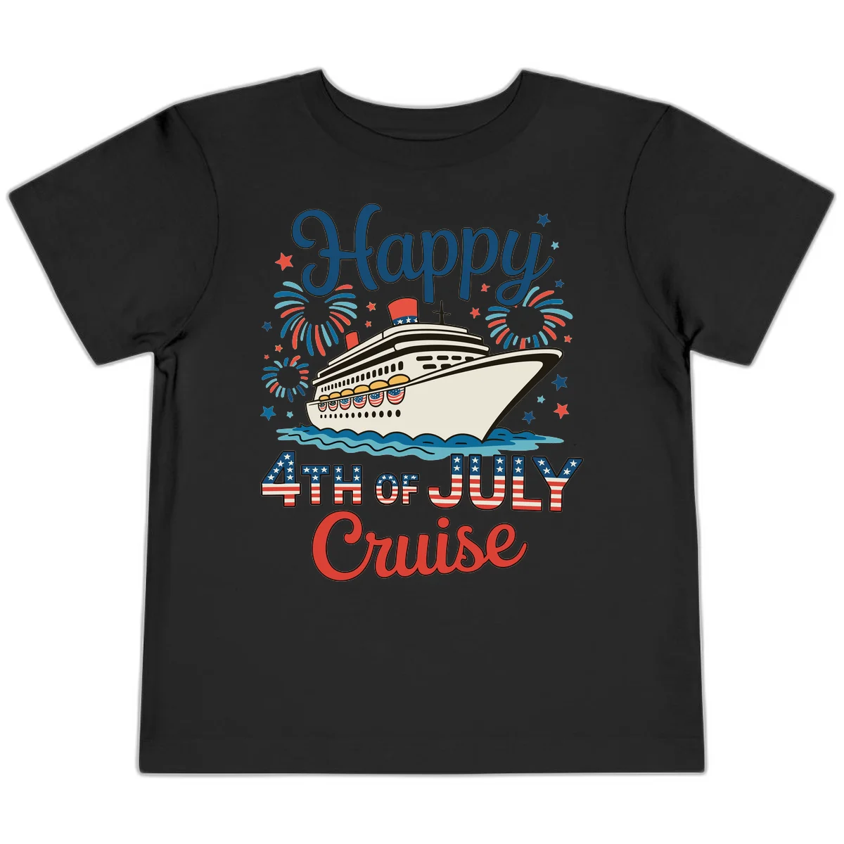 Happy 4th of July Cruise Toddler Tee in Black