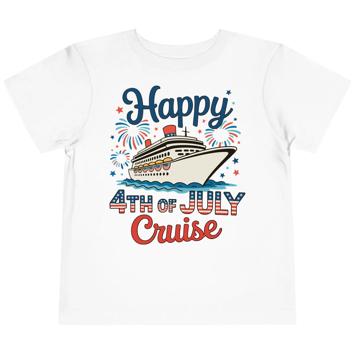 Happy 4th of July Cruise Toddler Tee in White