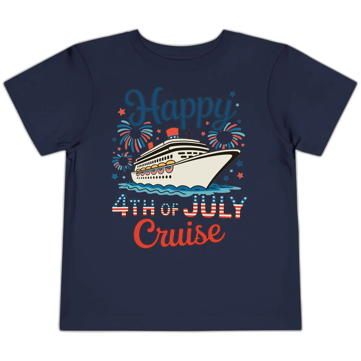 Happy 4th of July Cruise Toddler Tee in Navy