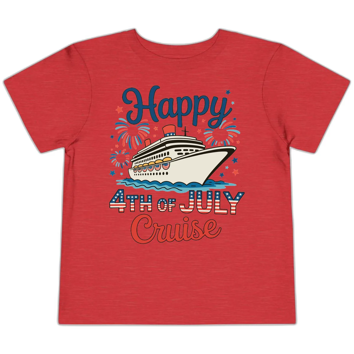 Happy 4th of July Cruise Celebration Design Toddler T-Shirt in Heather Red