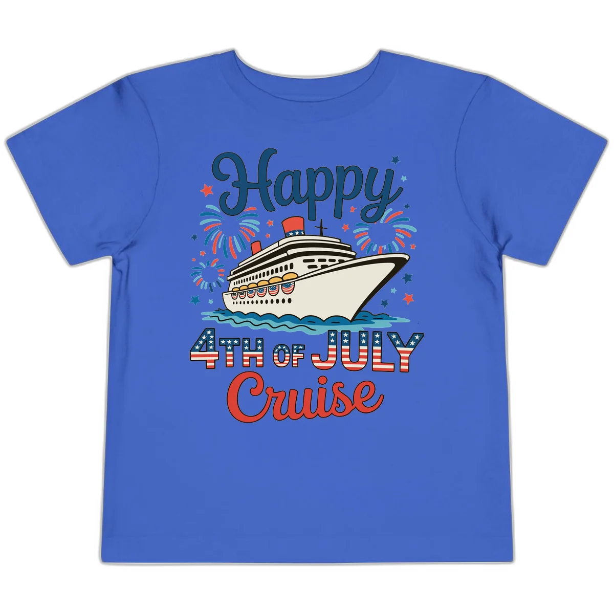 Happy 4th of July Cruise Toddler Tee in True Royal