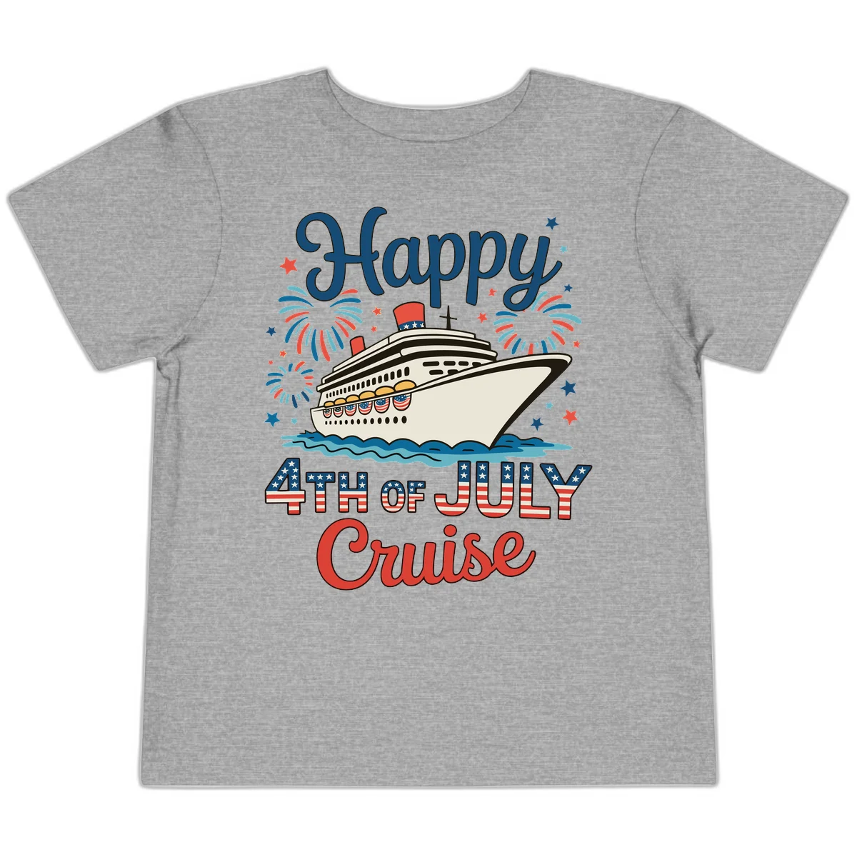 Happy 4th of July Cruise Toddler Tee in Athletic Heather