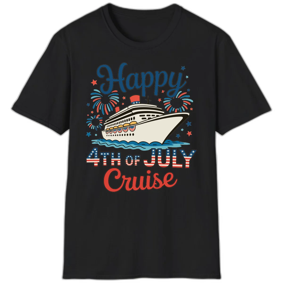 Happy 4th of July Cruise T-Shirt in Black