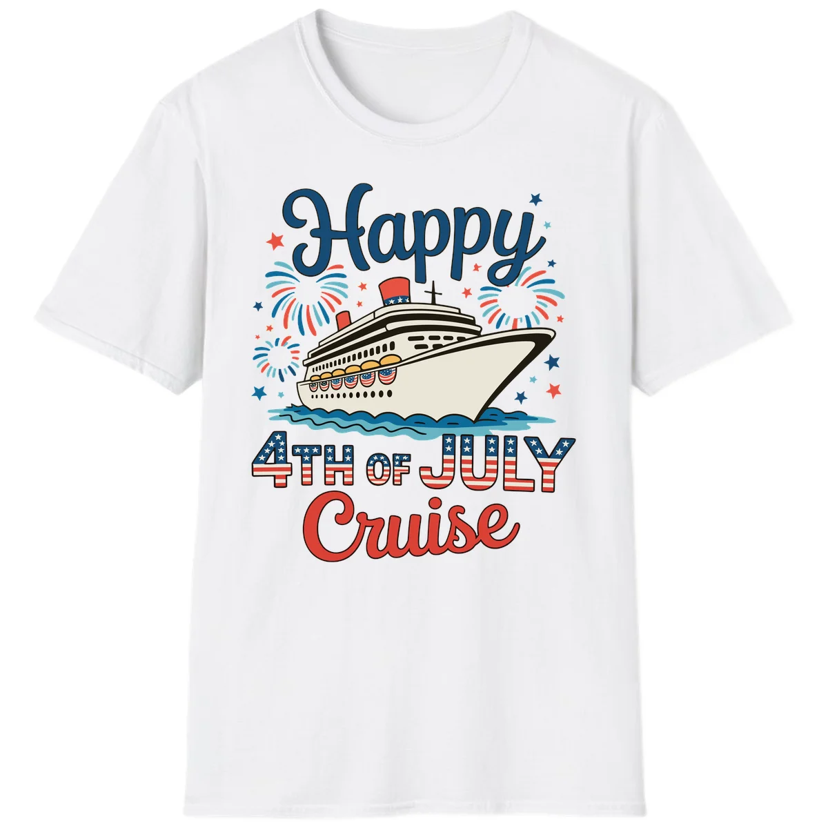 Happy 4th of July Cruise T-Shirt in White