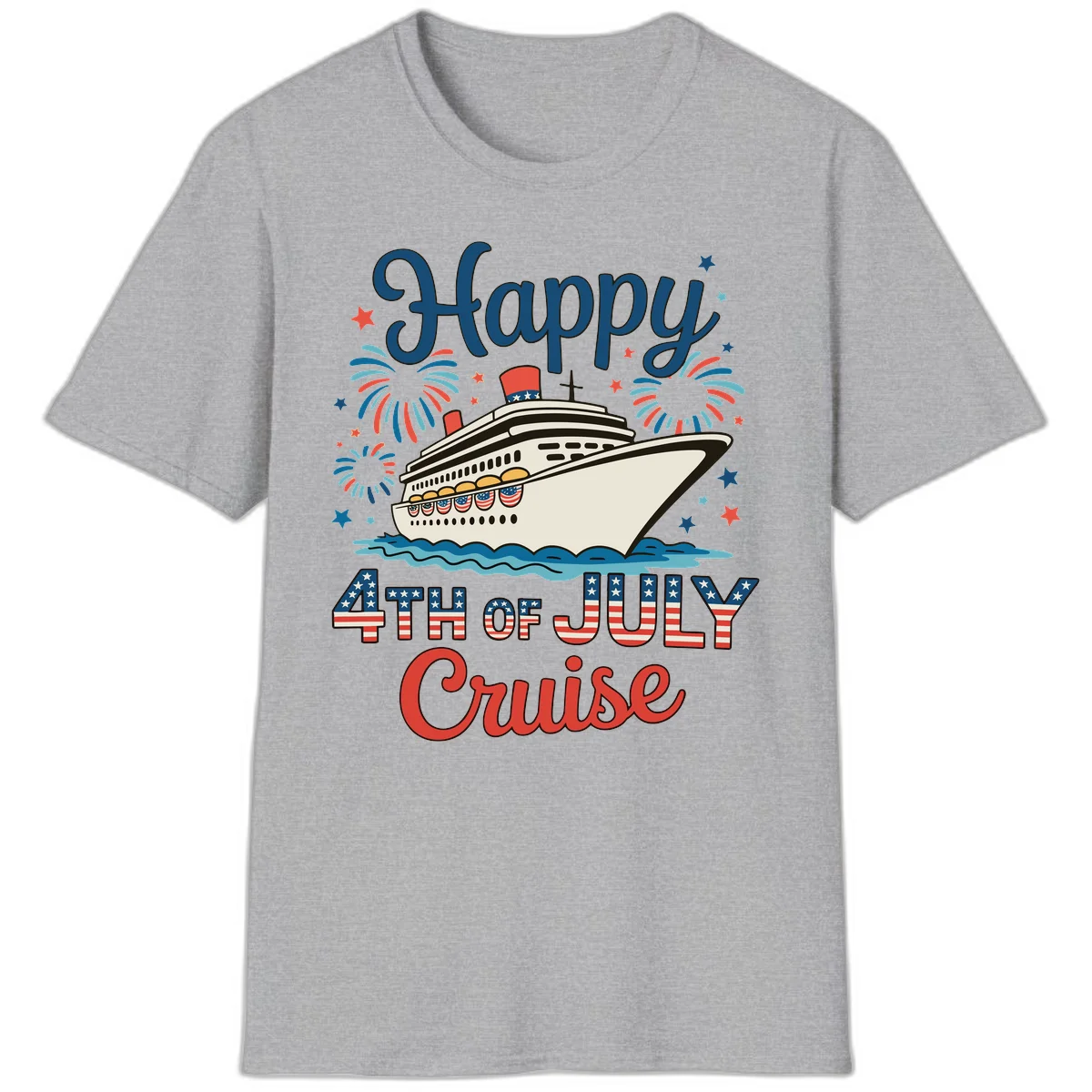 Happy 4th of July Cruise T-Shirt in Sport Grey