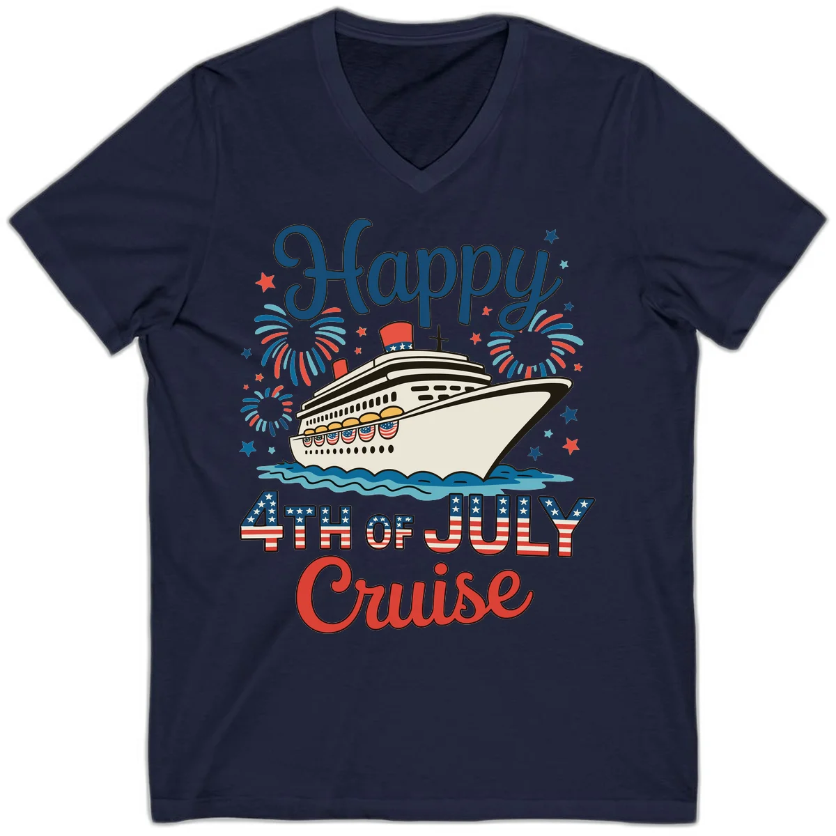 Happy 4th of July Cruise V-Neck in Navy
