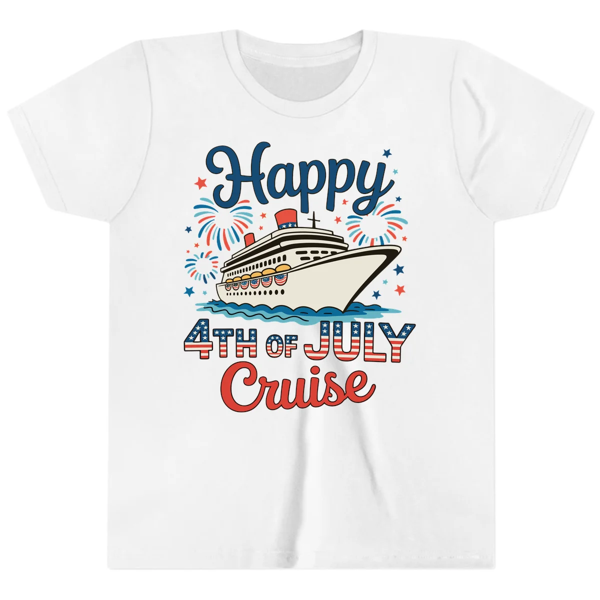 Happy 4th of July Cruise Youth Tee in White