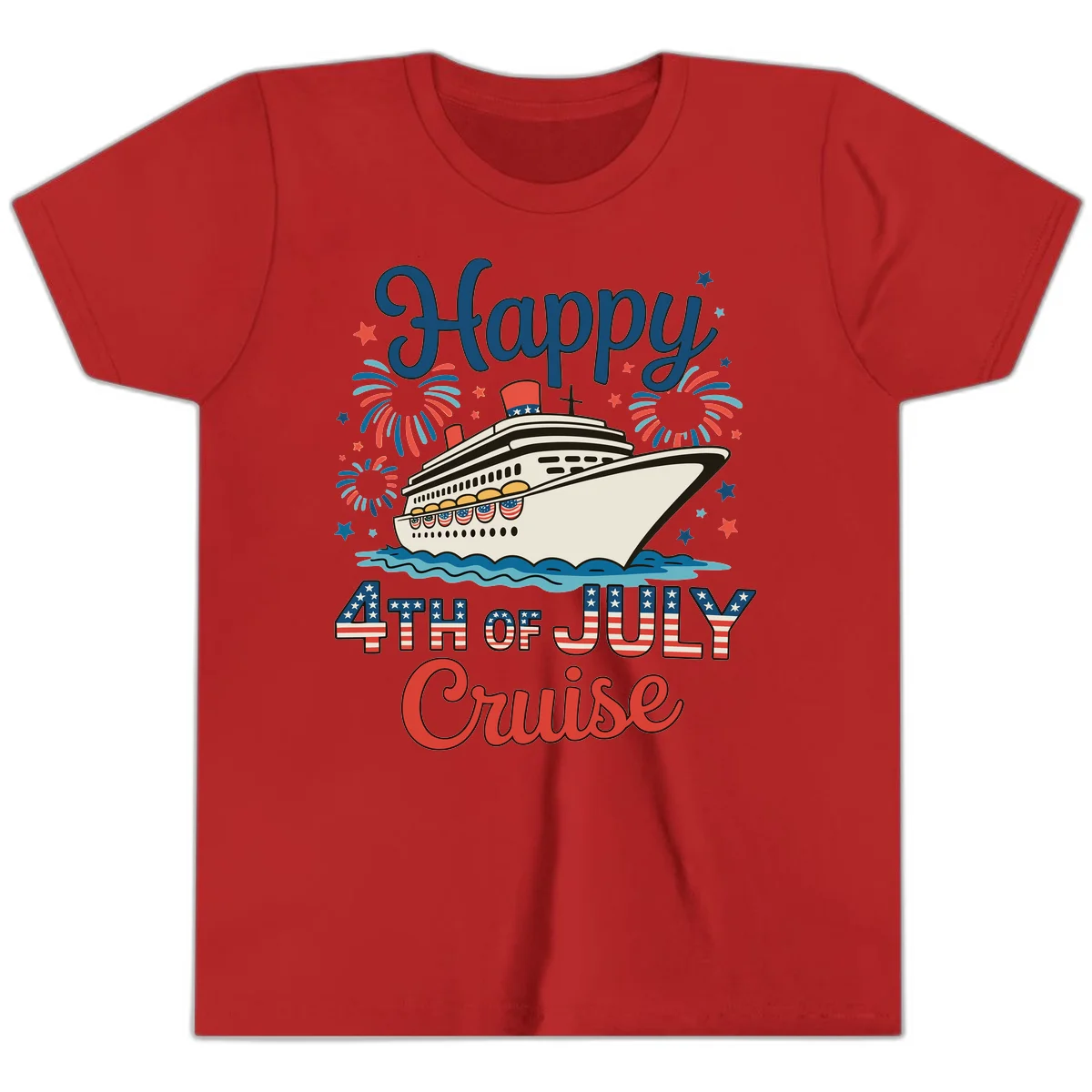 Happy 4th of July Cruise Youth Tee in Red