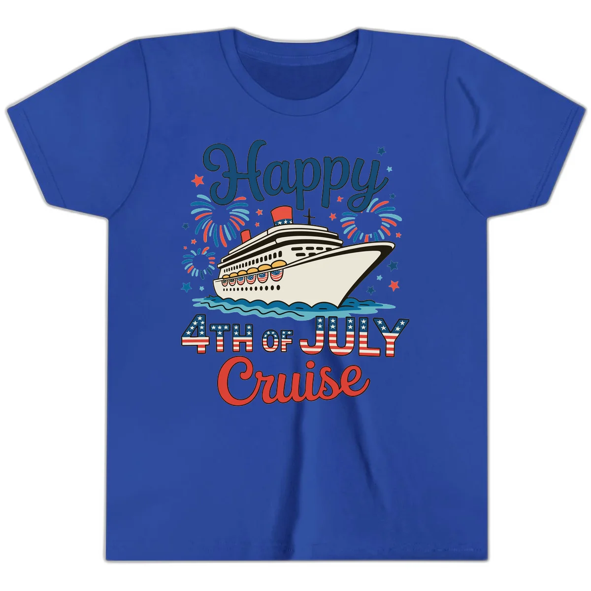 Happy 4th of July Cruise Youth Tee in True Royal