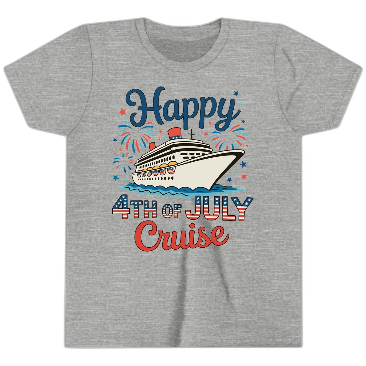 Happy 4th of July Cruise Youth Tee in Athletic Heather