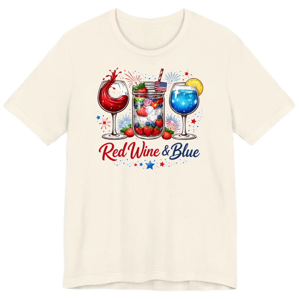 Patriotic Red Wine and Blue Celebration Drinks Premium T-Shirt in Natural