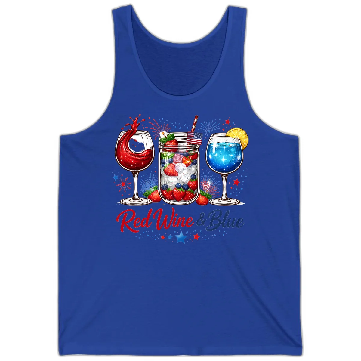 Patriotic Red Wine and Blue Celebration Drinks Tank in True Royal