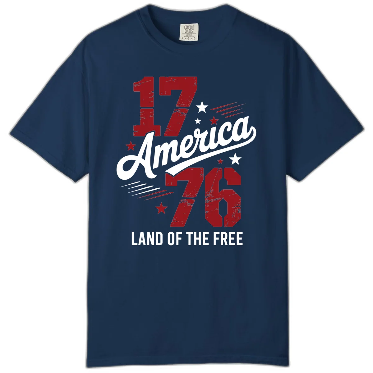 Distressed 1776 Stars and Streaks Comfort Color in Navy