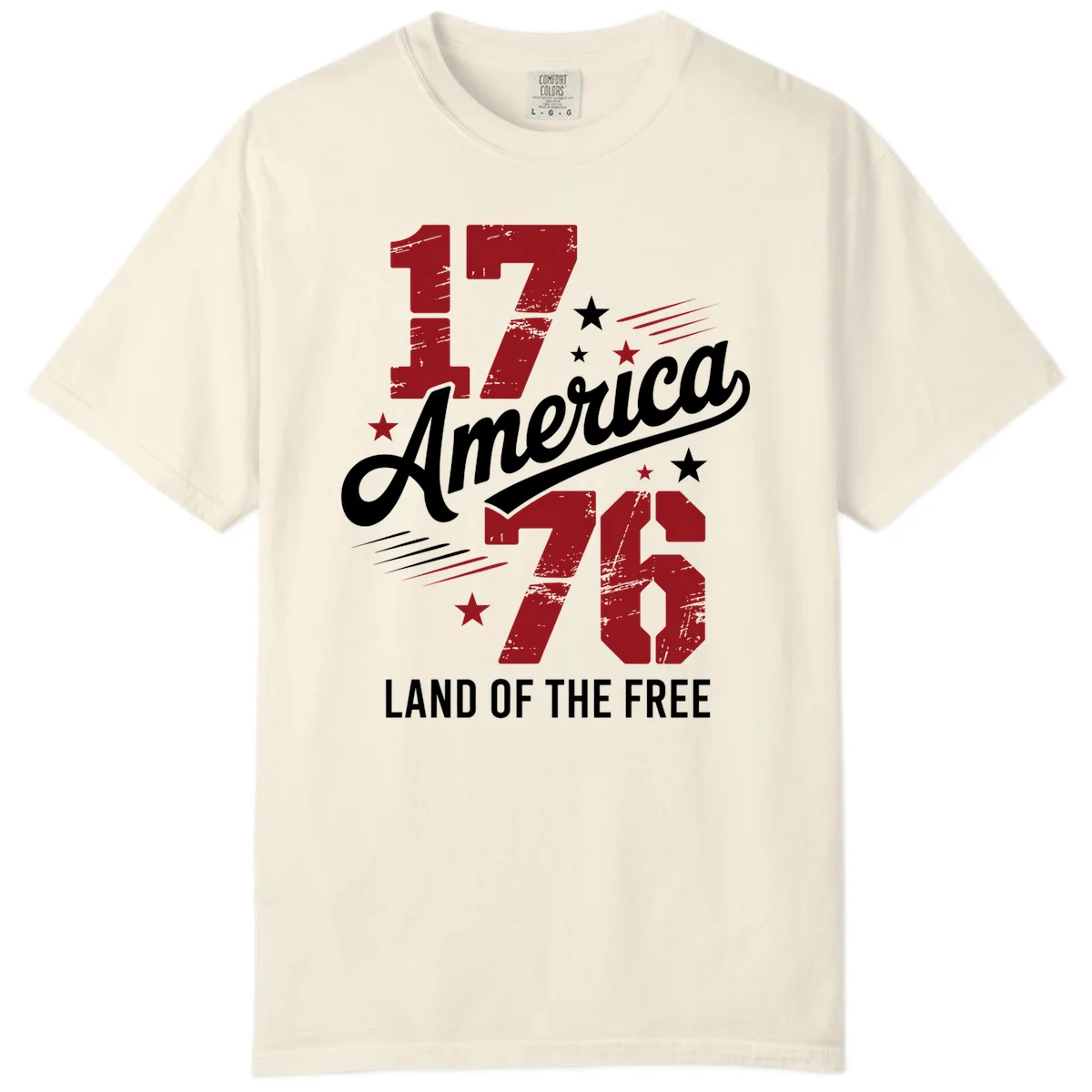 Distressed 1776 Stars and Streaks Comfort Color in Ivory