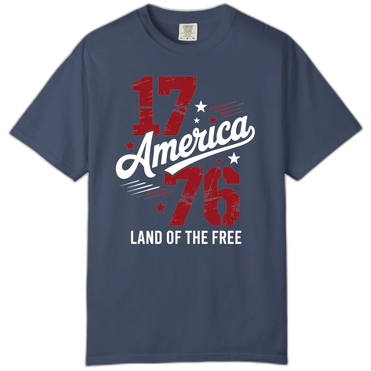 Distressed 1776 Stars and Streaks Comfort Color in Midnight