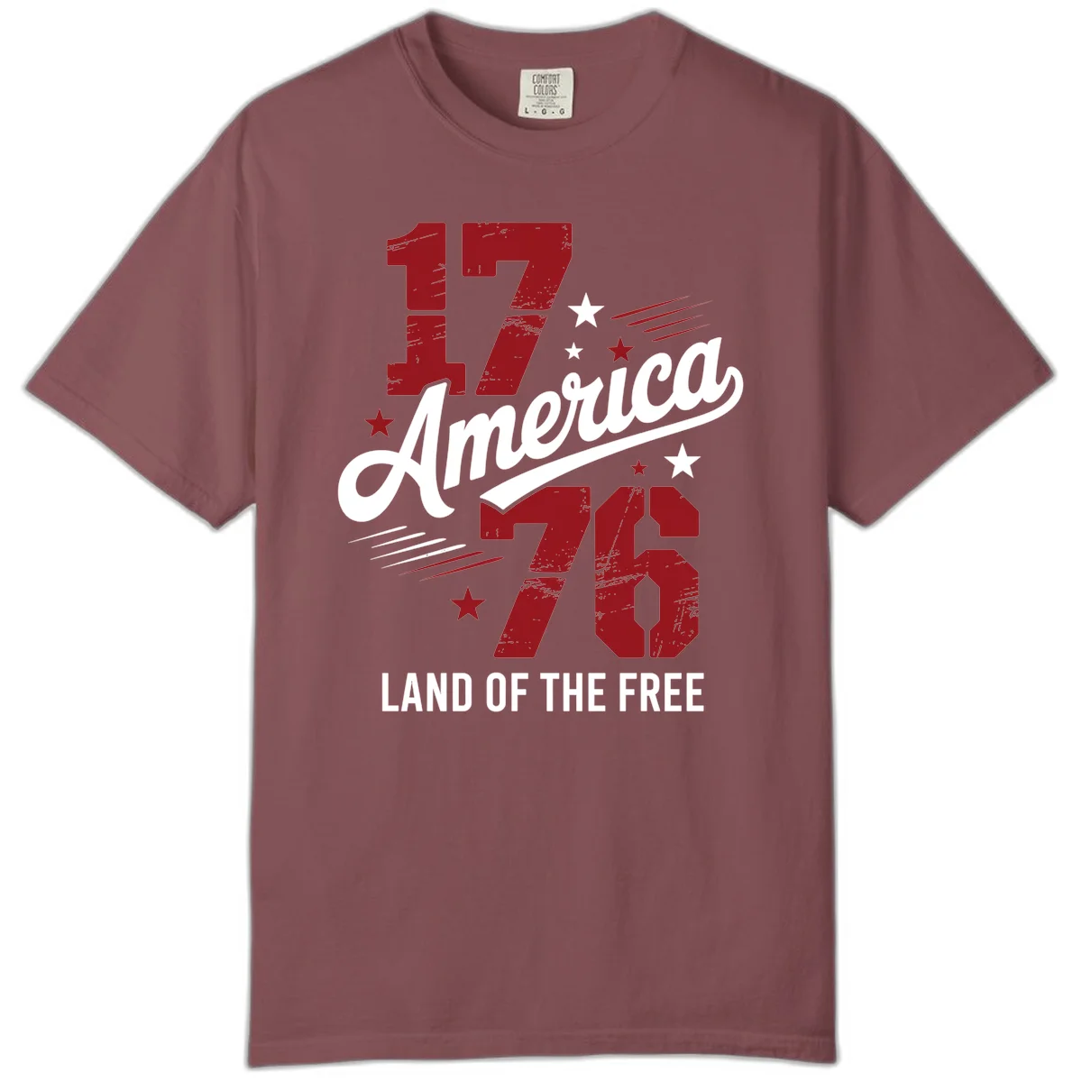 Distressed 1776 Stars and Streaks Comfort Color in Brick