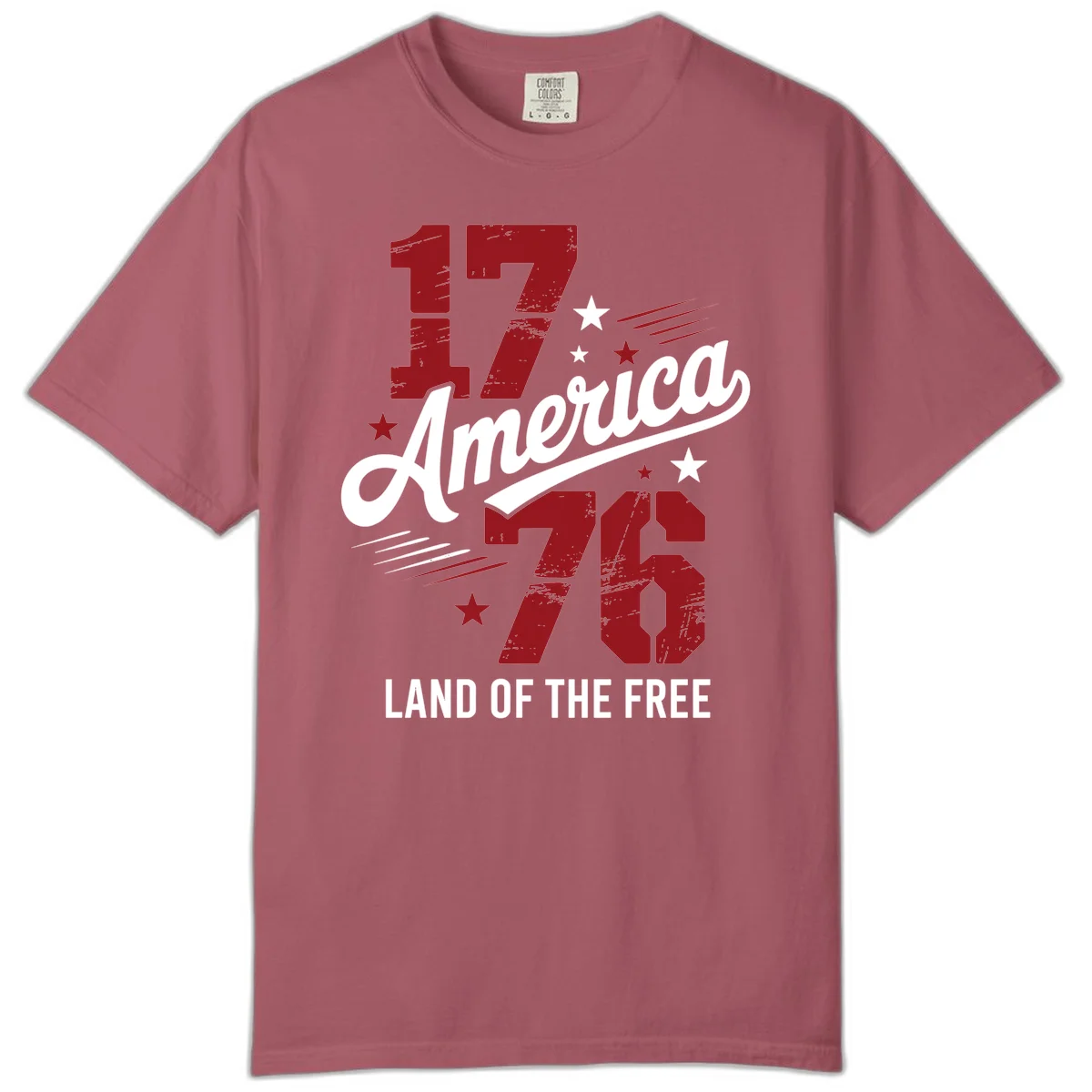 Distressed 1776 Stars and Streaks Comfort Color in Crimson