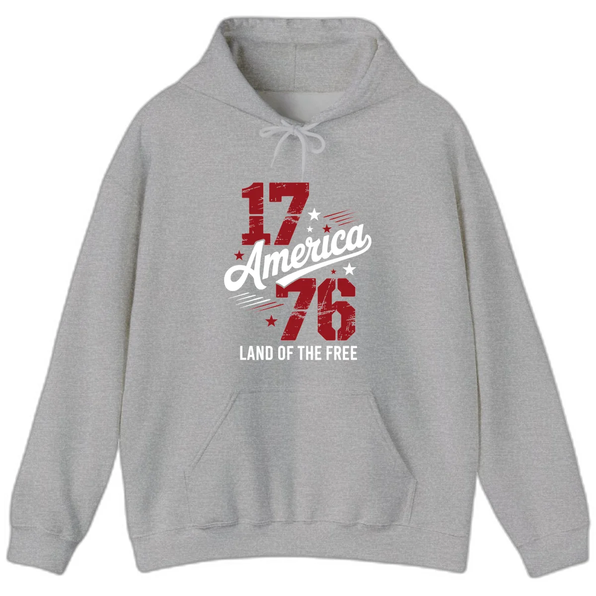 Distressed 1776 Stars and Streaks Hoodie in Sport Grey