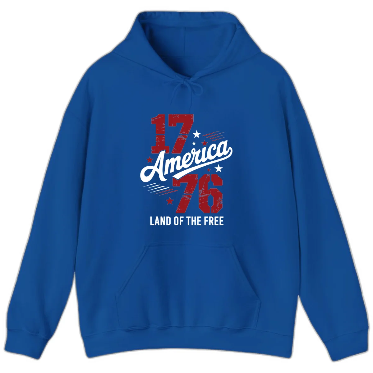Distressed 1776 Stars and Streaks Hoodie in Royal