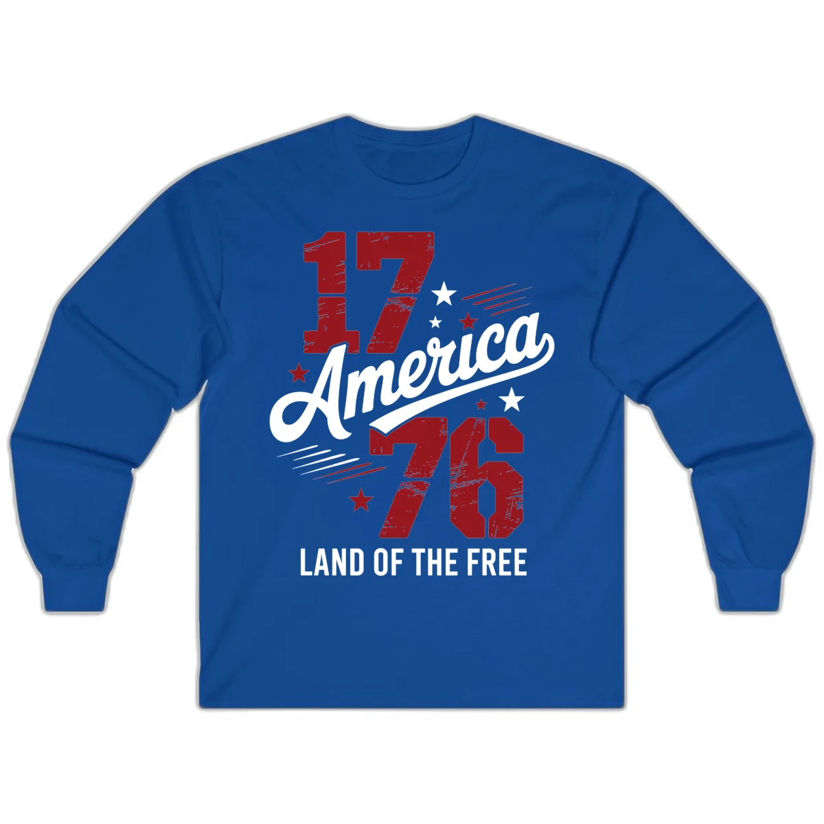 Distressed 1776 Stars and Streaks Long Sleeve in Royal