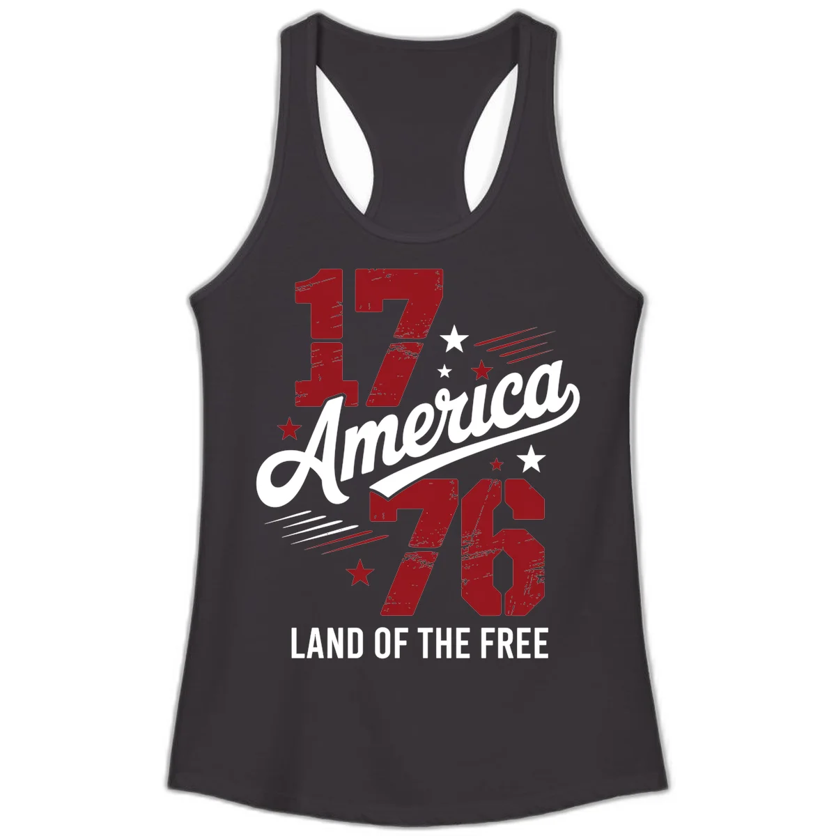 Distressed 1776 Stars and Streaks Ladies Tank in Black